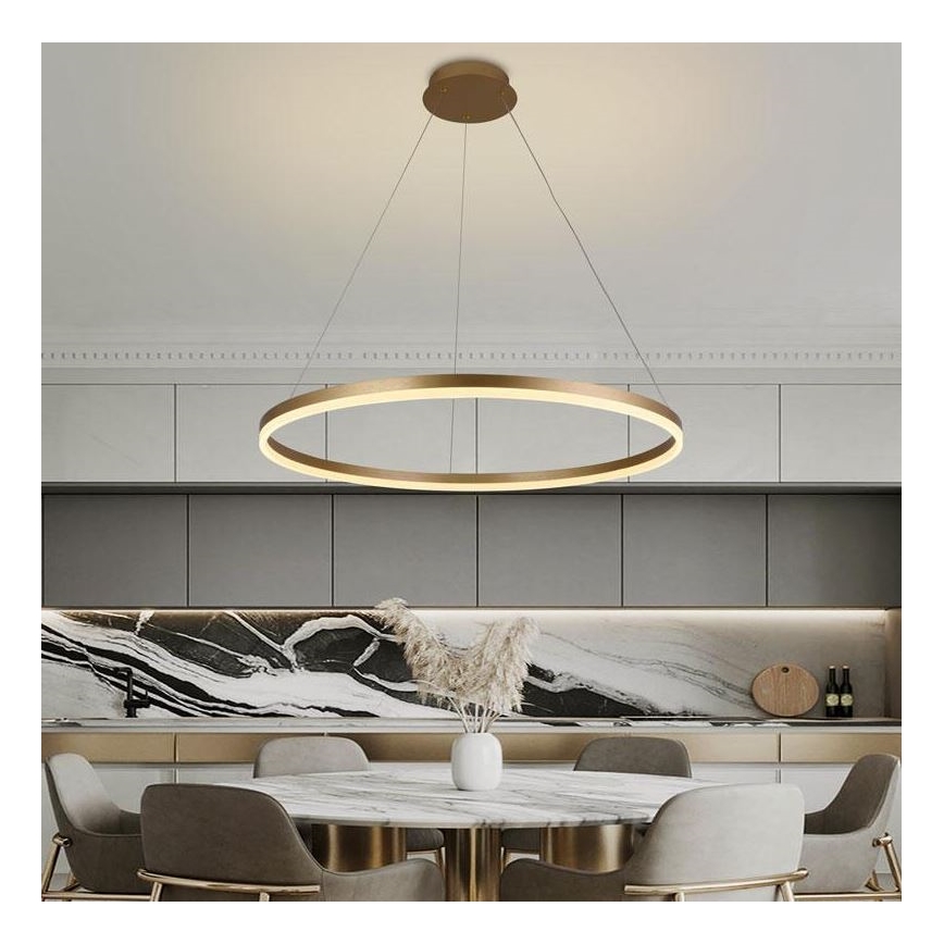 Brilagi - LED Stmívatelný lustr na lanku CIRCLE LED/55W/230V 3000-6500K zlatá + dálkové ovládání