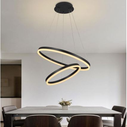 Brilagi - LED Stmívatelný lustr na lanku CIRCLE LED/70W/230V 3000-6500K černá + dálkové ovládání