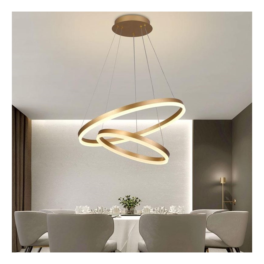 Brilagi - LED Stmívatelný lustr na lanku CIRCLE LED/70W/230V 3000-6500K zlatá + dálkové ovládání