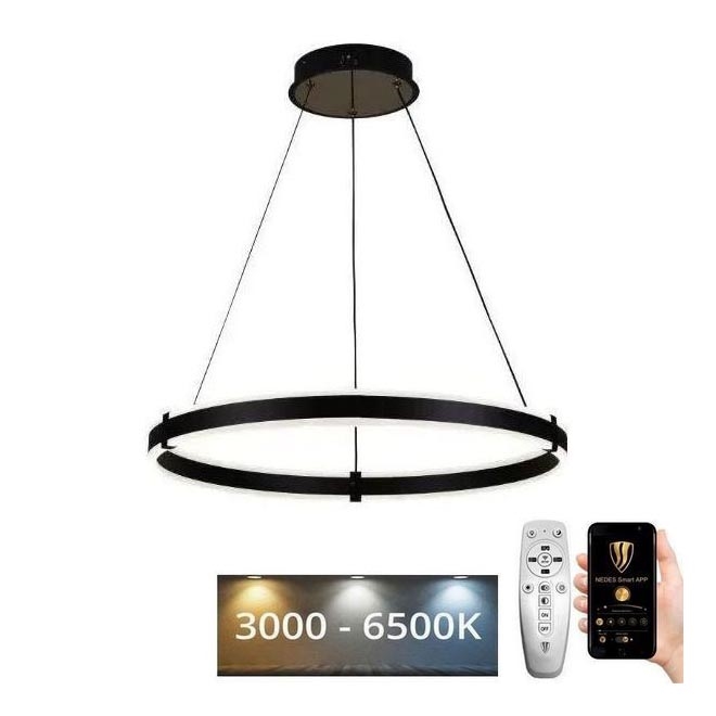 Brilagi - LED Stmívatelný lustr na lanku CIRCLE LED/85W/230V 3000-6500K černá + dálkové ovládání