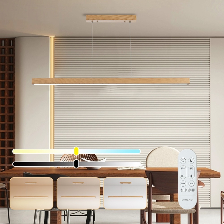 Brilagi - LED Stmívatelný lustr na lanku OAK SMART LED/30W/230V Wi-Fi Tuya dub + dálkové ovládání