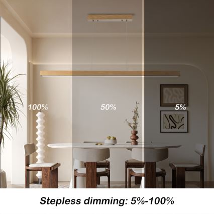 Brilagi - LED Stmívatelný lustr na lanku OAK SMART LED/30W/230V Wi-Fi Tuya dub + dálkové ovládání