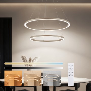 Brilagi - LED Stmívatelný lustr na lanku PORTOFINO LED/98W/230V 3000-6000K pr. 80 cm béžová + dálkové ovládání