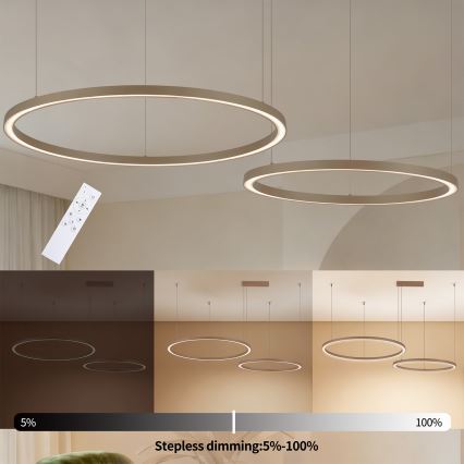 Brilagi - LED Stmívatelný lustr na lanku PORTOFINO LED/98W/230V 3000-6000K béžová + dálkové ovládání