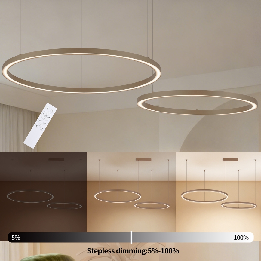 Brilagi - LED Stmívatelný lustr na lanku PORTOFINO LED/98W/230V 3000-6000K béžová + dálkové ovládání