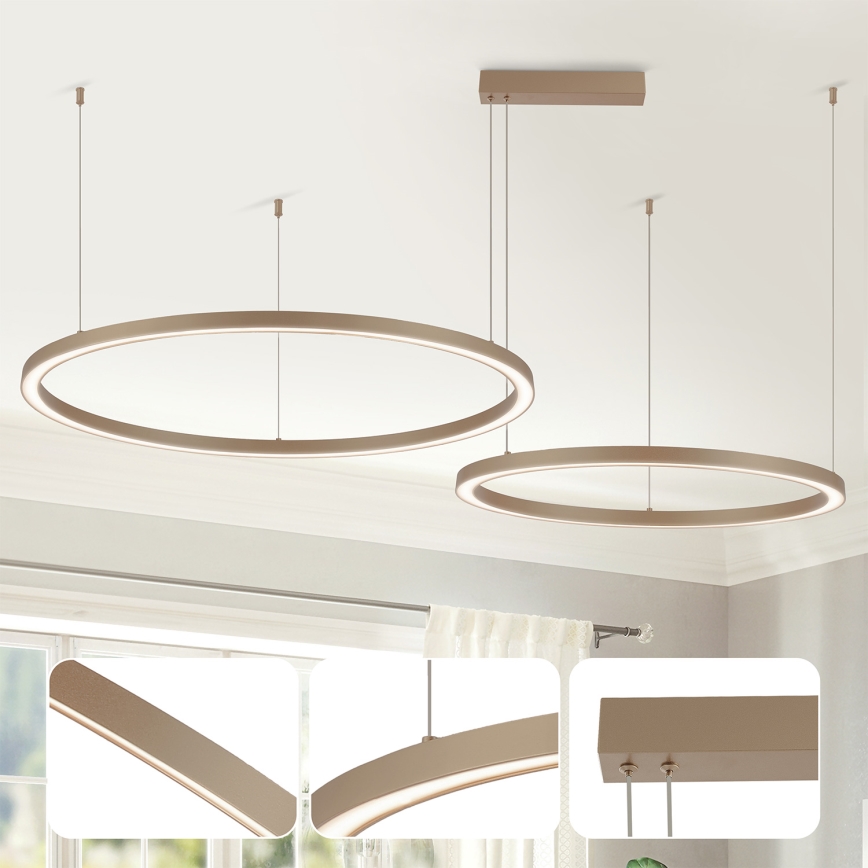Brilagi - LED Stmívatelný lustr na lanku PORTOFINO LED/98W/230V 3000-6000K béžová + dálkové ovládání
