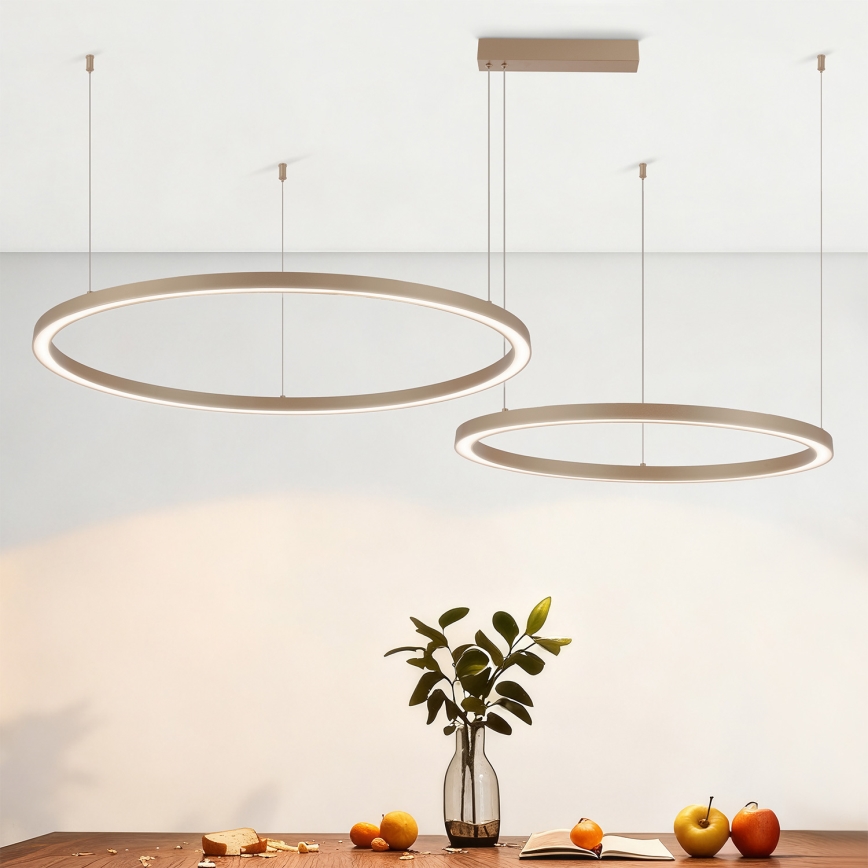 Brilagi - LED Stmívatelný lustr na lanku PORTOFINO LED/98W/230V 3000-6000K béžová + dálkové ovládání