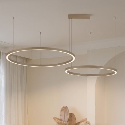Brilagi - LED Stmívatelný lustr na lanku PORTOFINO LED/98W/230V 3000-6000K béžová + dálkové ovládání