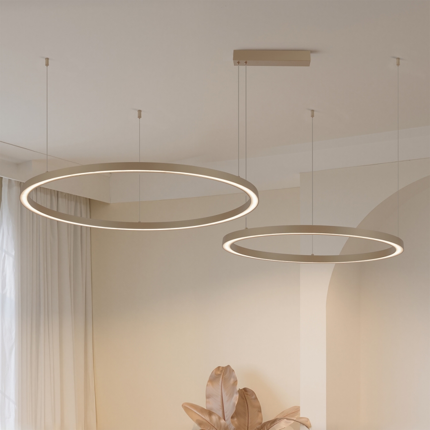 Brilagi - LED Stmívatelný lustr na lanku PORTOFINO LED/98W/230V 3000-6000K béžová + dálkové ovládání