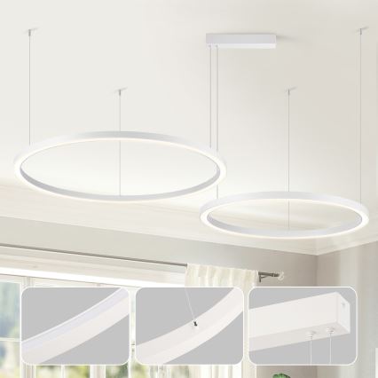 Brilagi - LED Stmívatelný lustr na lanku PORTOFINO LED/98W/230V 3000-6000K bílá + dálkové ovládání
