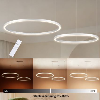 Brilagi - LED Stmívatelný lustr na lanku PORTOFINO LED/98W/230V 3000-6000K stříbrná + dálkové ovládání
