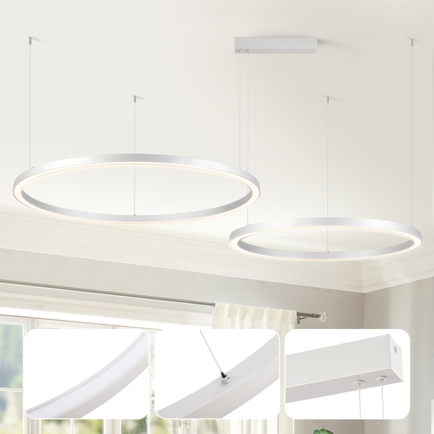 Brilagi - LED Stmívatelný lustr na lanku PORTOFINO LED/98W/230V 3000-6000K stříbrná + dálkové ovládání