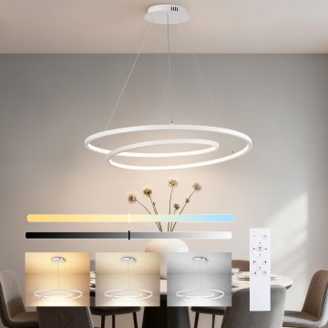 Brilagi - LED Stmívatelný lustr na lanku TWISTER LED/105W/230V 3000-6000K pr. 100 cm bílá + dálkové ovládání