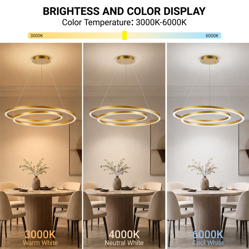 BRILAGI - LED Stmívatelný lustr na lanku TWISTER LED/105W/230V 3000-6000K pr. 100 cm zlatá + dálkové ovládání