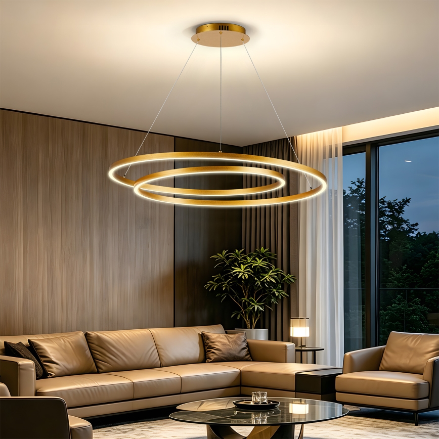 BRILAGI - LED Stmívatelný lustr na lanku TWISTER LED/105W/230V 3000-6000K pr. 100 cm zlatá + dálkové ovládání