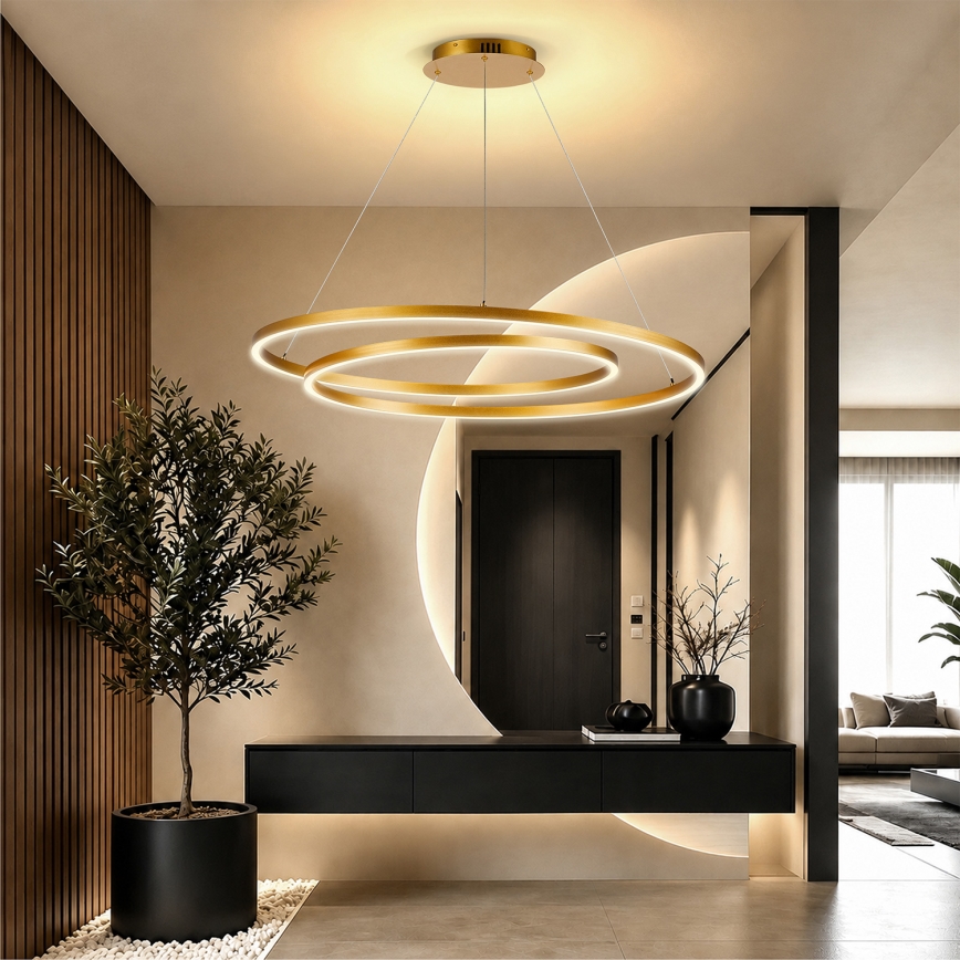 BRILAGI - LED Stmívatelný lustr na lanku TWISTER LED/105W/230V 3000-6000K pr. 100 cm zlatá + dálkové ovládání
