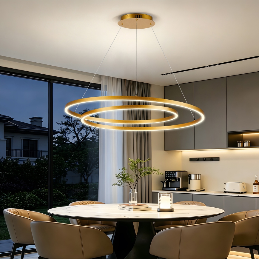 BRILAGI - LED Stmívatelný lustr na lanku TWISTER LED/105W/230V 3000-6000K pr. 100 cm zlatá + dálkové ovládání
