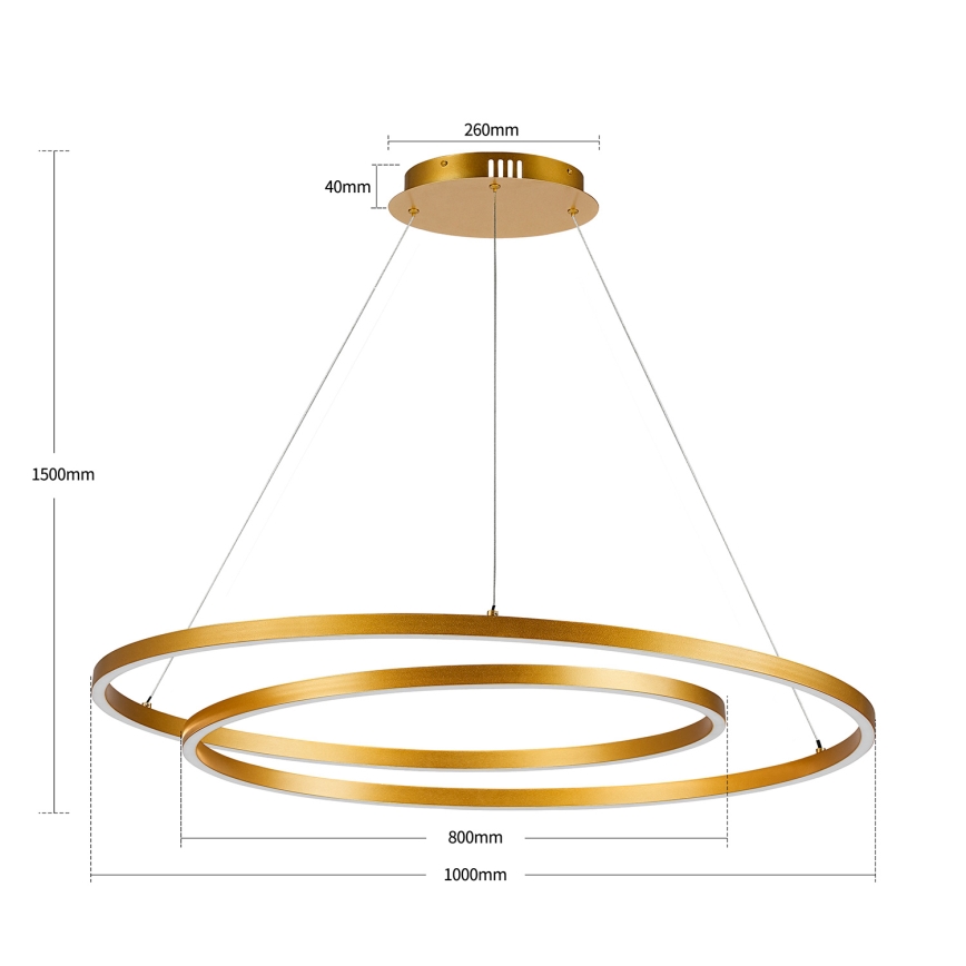 BRILAGI - LED Stmívatelný lustr na lanku TWISTER LED/105W/230V 3000-6000K pr. 100 cm zlatá + dálkové ovládání
