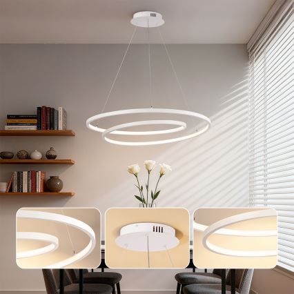 Brilagi - LED Stmívatelný lustr na lanku TWISTER LED/105W/230V 3000-6000K pr. 100 cm bílá + dálkové ovládání