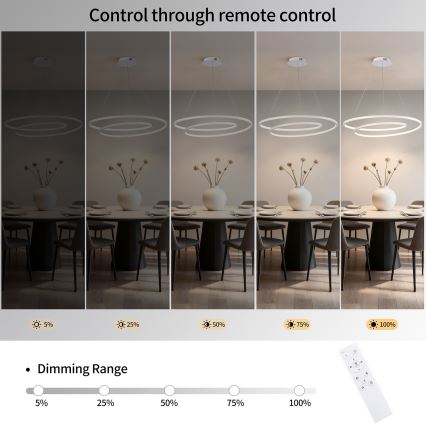 Brilagi - LED Stmívatelný lustr na lanku TWISTER LED/105W/230V 3000-6000K pr. 100 cm bílá + dálkové ovládání