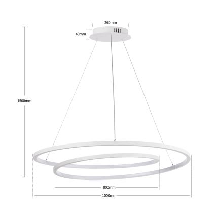 Brilagi - LED Stmívatelný lustr na lanku TWISTER LED/105W/230V 3000-6000K pr. 100 cm bílá + dálkové ovládání