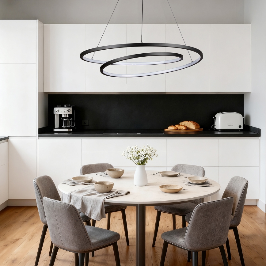 Brilagi - LED Stmívatelný lustr na lanku TWISTER LED/105W/230V 3000-6000K pr. 100 cm černá + dálkové ovládání