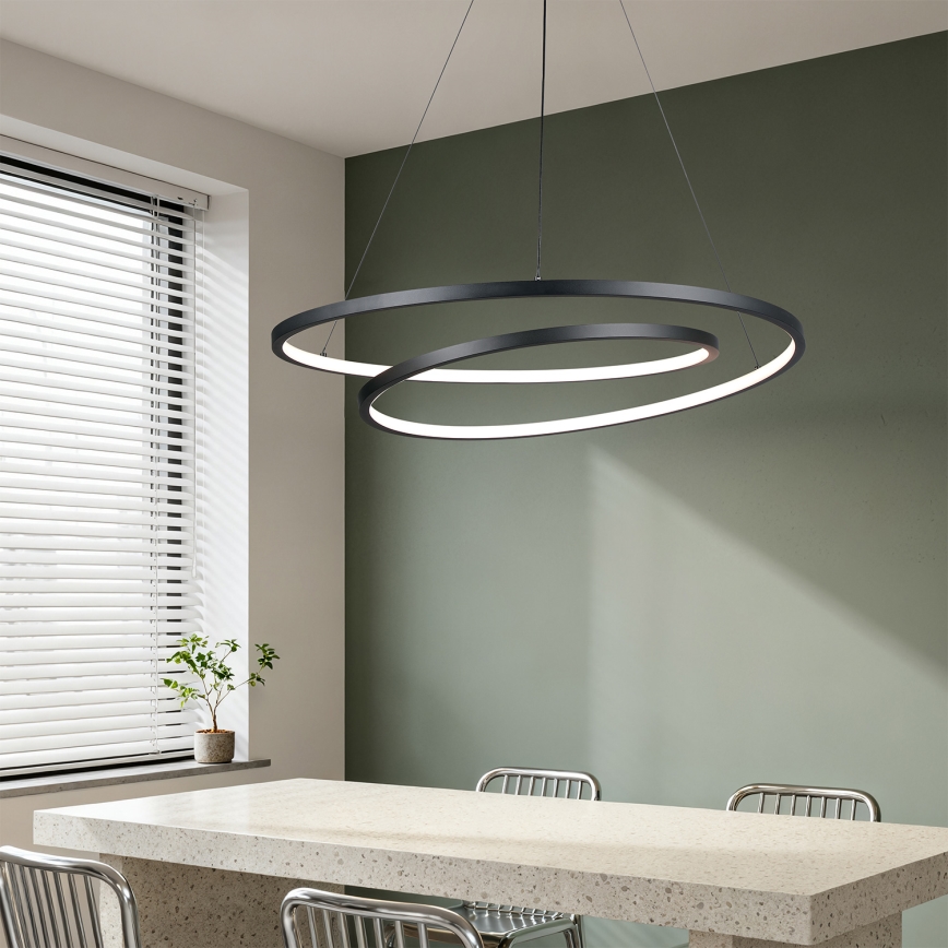 Brilagi - LED Stmívatelný lustr na lanku TWISTER LED/105W/230V 3000-6000K pr. 100 cm černá + dálkové ovládání