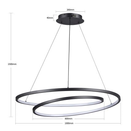 Brilagi - LED Stmívatelný lustr na lanku TWISTER LED/105W/230V 3000-6000K pr. 100 cm černá + dálkové ovládání