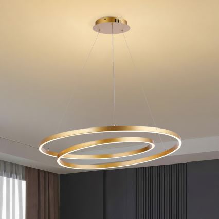 Brilagi - LED Stmívatelný lustr na lanku TWISTER LED/105W/230V 3000-6000K pr. 100 cm zlatá + dálkové ovládání