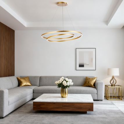 Brilagi - LED Stmívatelný lustr na lanku TWISTER LED/105W/230V 3000-6000K pr. 100 cm zlatá + dálkové ovládání