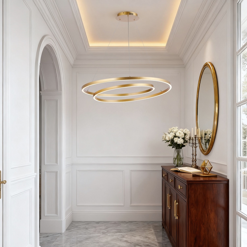 Brilagi - LED Stmívatelný lustr na lanku TWISTER LED/105W/230V 3000-6000K pr. 100 cm zlatá + dálkové ovládání