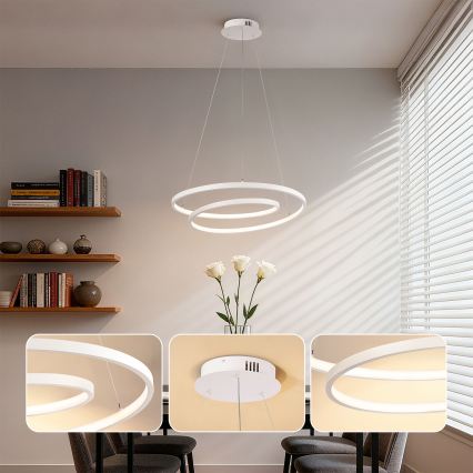 Brilagi - LED Stmívatelný lustr na lanku TWISTER LED/48W/230V 3000-6000K pr. 50 cm bílá + dálkové ovládání