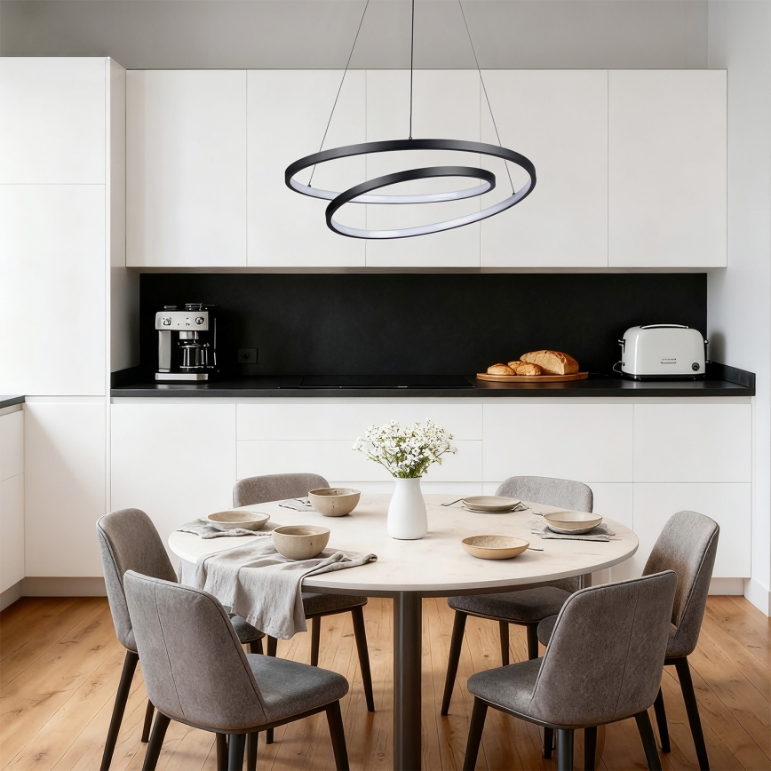 Brilagi - LED Stmívatelný lustr na lanku TWISTER LED/48W/230V 3000-6000K pr. 50 cm černá + dálkové ovládání