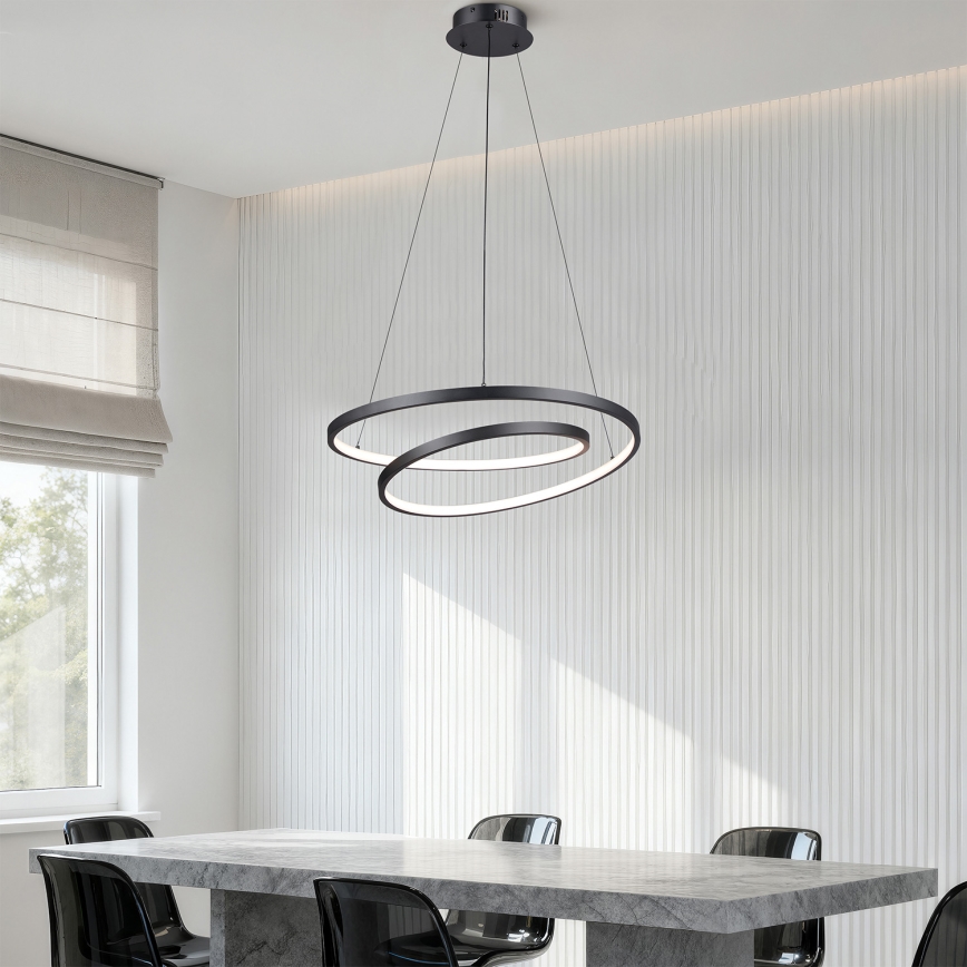 Brilagi - LED Stmívatelný lustr na lanku TWISTER LED/48W/230V 3000-6000K pr. 50 cm černá + dálkové ovládání