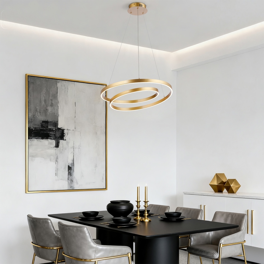 Brilagi - LED Stmívatelný lustr na lanku TWISTER LED/48W/230V 3000-6000K pr. 50 cm zlatá + dálkové ovládání