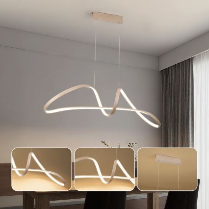 Brilagi - LED Stmívatelný lustr na lanku TWISTER LED/60W/230V 3000-6000K béžová + dálkové ovládání
