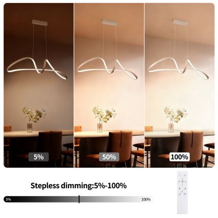 Brilagi - LED Stmívatelný lustr na lanku TWISTER LED/60W/230V 3000-6000K béžová + dálkové ovládání