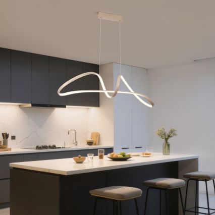 Brilagi - LED Stmívatelný lustr na lanku TWISTER LED/60W/230V 3000-6000K béžová + dálkové ovládání
