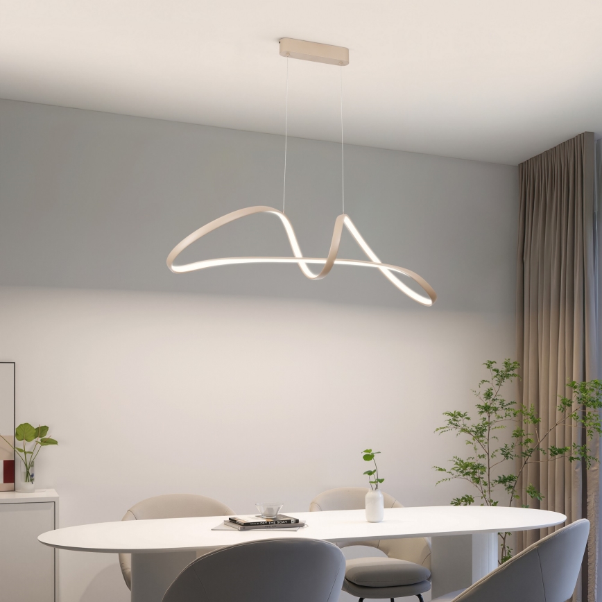 Brilagi - LED Stmívatelný lustr na lanku TWISTER LED/60W/230V 3000-6000K béžová + dálkové ovládání