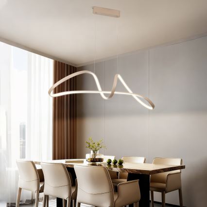 Brilagi - LED Stmívatelný lustr na lanku TWISTER LED/60W/230V 3000-6000K béžová + dálkové ovládání