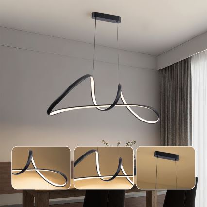 Brilagi - LED Stmívatelný lustr na lanku TWISTER LED/60W/230V 3000-6000K černá + dálkové ovládání