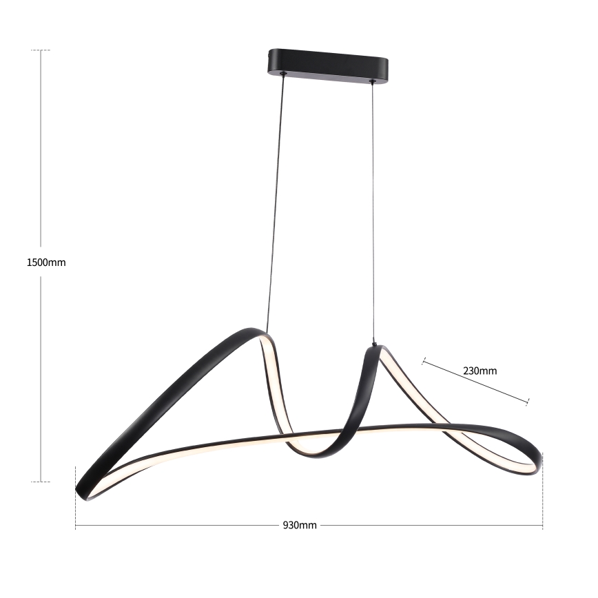 Brilagi - LED Stmívatelný lustr na lanku TWISTER LED/60W/230V 3000-6000K černá + dálkové ovládání