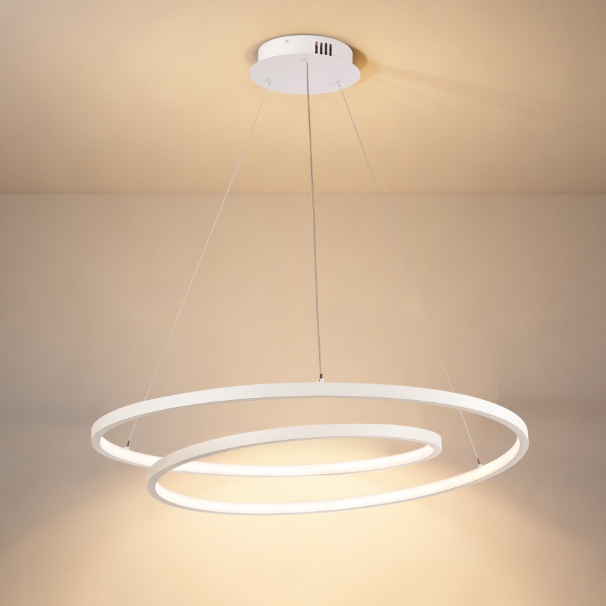 Brilagi - LED Stmívatelný lustr na lanku TWISTER LED/75W/230V 3000-6000K pr. 70 cm bílá + dálkové ovládání