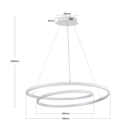 Brilagi - LED Stmívatelný lustr na lanku TWISTER LED/75W/230V 3000-6000K pr. 70 cm bílá + dálkové ovládání