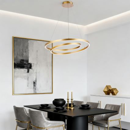 Brilagi - LED Stmívatelný lustr na lanku TWISTER LED/75W/230V 3000-6000K pr. 70 cm zlatá + dálkové ovládání