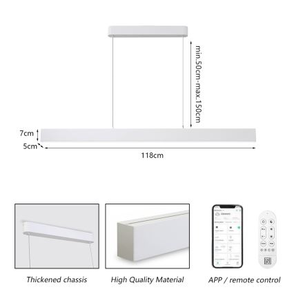 Brilagi - LED Stmívatelný lustr na lanku SLEEKLINE SMART LED/40W/230V 3000-6000K Wi-Fi Tuya bílá + dálkové ovládání