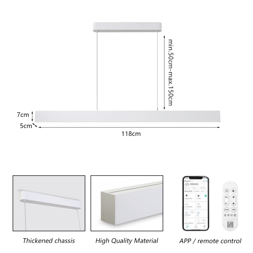 Brilagi - LED Stmívatelný lustr na lanku SLEEKLINE SMART LED/40W/230V 3000-6000K Wi-Fi Tuya bílá + dálkové ovládání