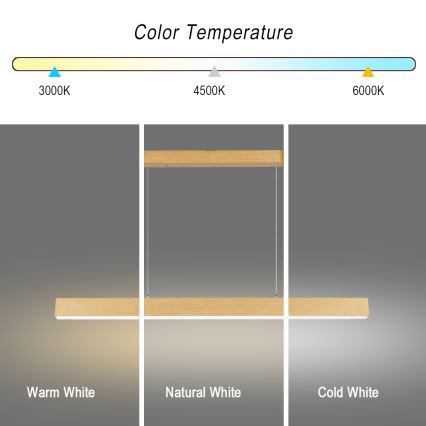 Brilagi - LED Stmívatelný lustr SLEEKLINE SMART LED/40W/230V Wi-Fi Tuya dekor dubu + dálkové ovládání