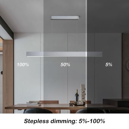 Brilagi - LED Stmívatelný lustr na lanku SLEEKLINE SMART LED/40W/230V 3000-6000K Wi-Fi Tuya stříbrná + dálkové ovládání
