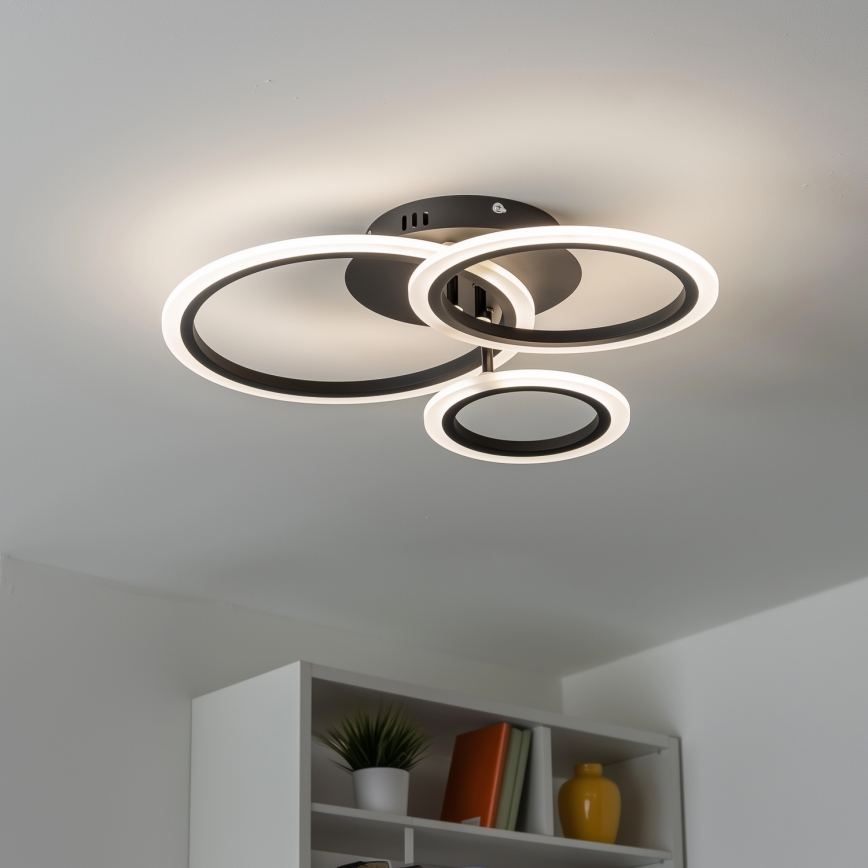 Brilagi - LED Stmívatelný přisazený lustr ORBITS LED/40W/230V 3000-6500K černá + dálkové ovládání
